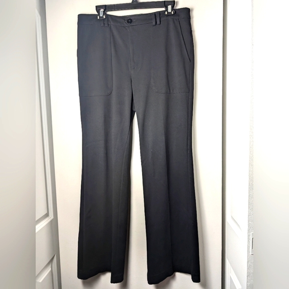Anthropologie texture essentials trouser high rise wide leg black sz 14 - Picture 2 of 10